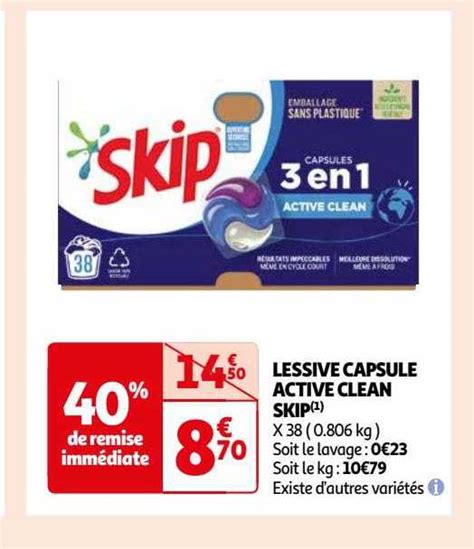 Promo Lessive Capsule Active Clean Skip Chez Auchan Icatalogue Fr