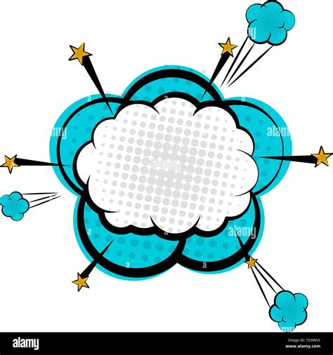 Comic Bubble Chat With Explosion Effect And Cloud Inside Vector Stock