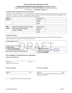 Fillable Online Technical Services Agreement No Fax Email Print Pdffiller