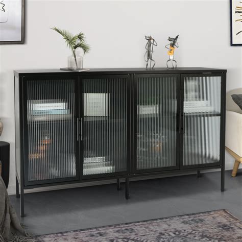 Latitude Run Accent Glass Doors Buffet Storage Cabinet With