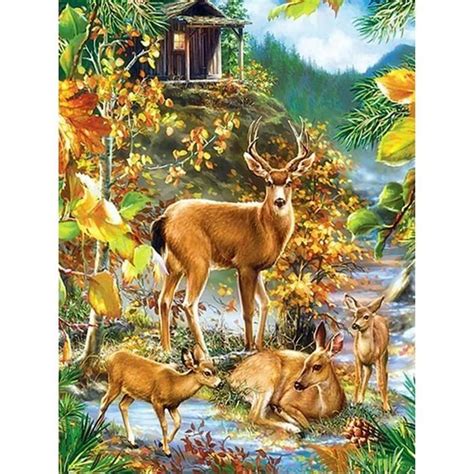 Kit De Peinture Diamant Par Num Ro Cerfs Paysages X Cm Diamant