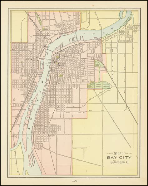 Map Of Bay City Michigan Barry Lawrence Ruderman Antique Maps Inc