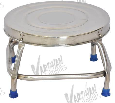 Vardhan Utilities Round Mirror Polish Stainless Steel Stool For