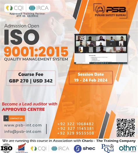 Iso 90012015 Irca Cqi Certified Lead Auditor Course Qms Psb