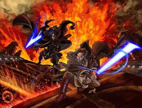 Star Wars 10 Epic Fan Art Pieces Of Obi Wan And Anakin’s Duel On Mustafar