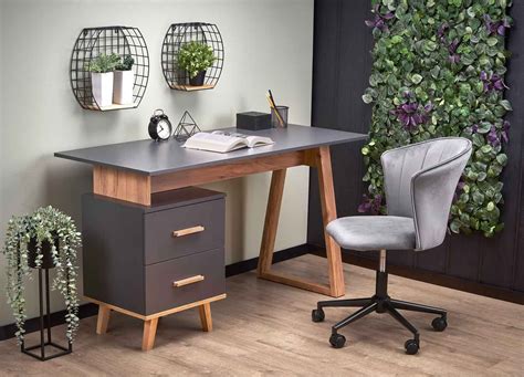 Bureau D Angle Bois Et Anthracite Avec Rangement Int Gr Pour Bureau