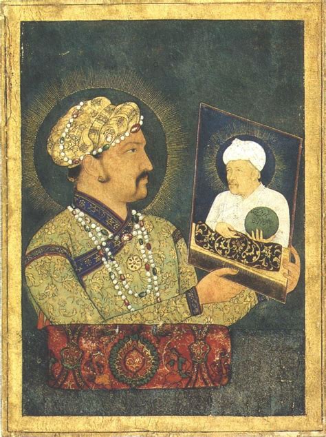 Jahangir with portrait of Akbar Mughal Paintings, Islamic Paintings, Indian Paintings, Miniature ...