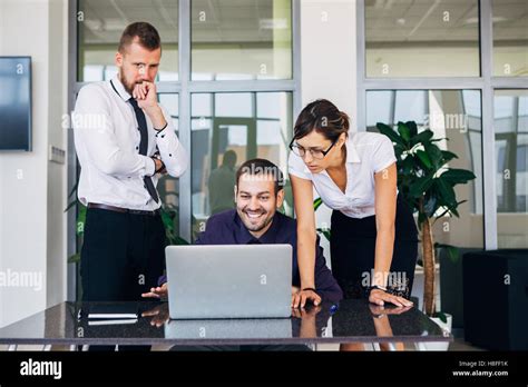 Call Center Operators Happy Their Success Stock Photo Alamy