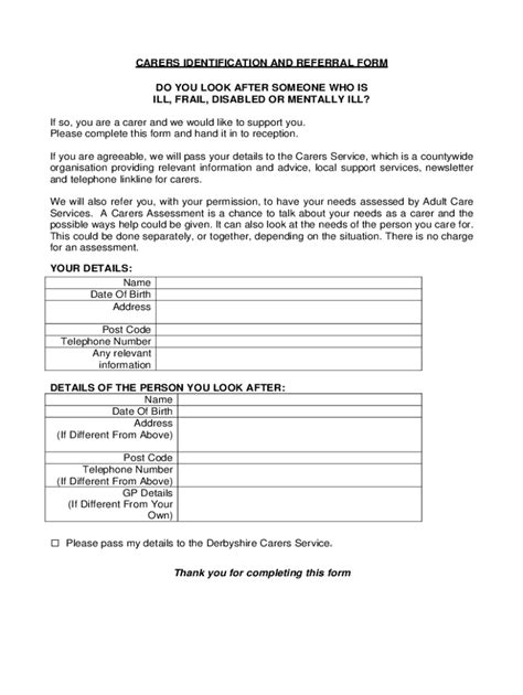 Fillable Online Carers Identification And Referral Form Do You Look