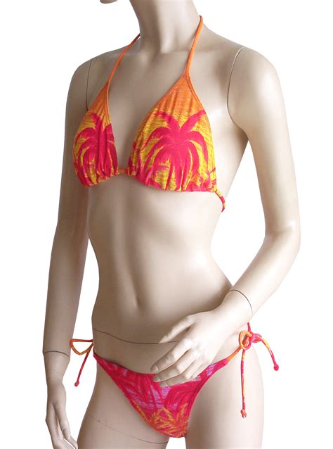 Neckholder Bikini von Solar Tan Thru durchbräunend C Cup Palmen in rot