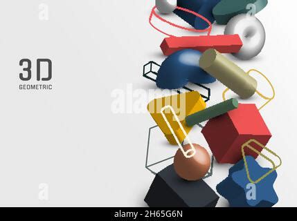 Abstract Isometric 3d Geometric Outline Shapes Vector Set 3d Isometric