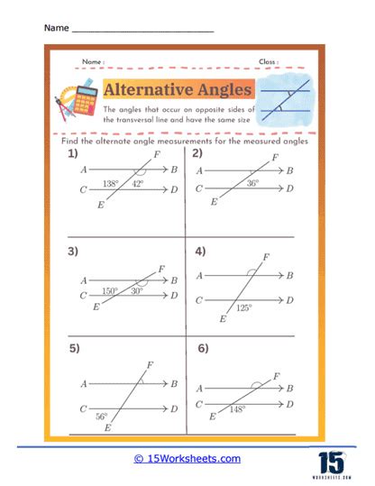 Alternate Angles Worksheets - 15 Worksheets.com