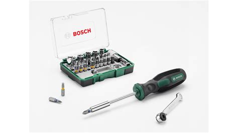 Screwdriver Bit Set 27 Pieces With Ratchet And Hand Screwdriver Bosch DIY