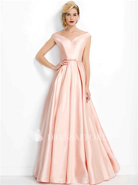 V Neck Satin A Line Floor Length Evening Dress Dress Afford Dresses