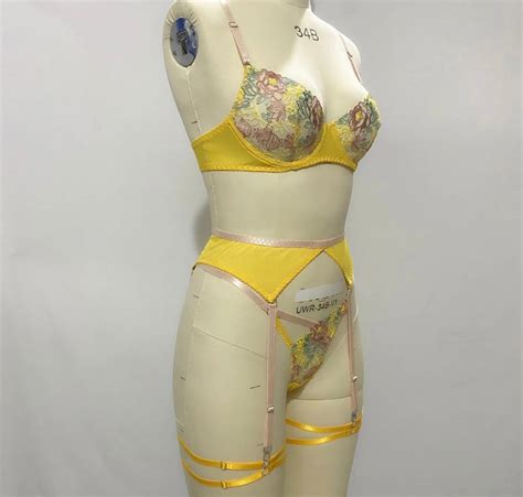 Women Sexy Yellow Floral Lingerie Set Shehot Fashion