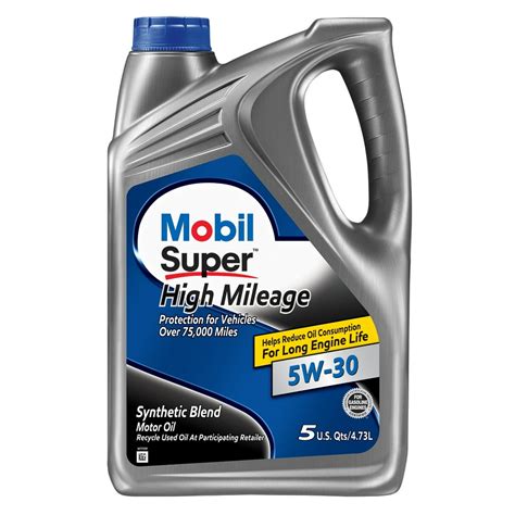 Mobil Super High Mileage Synthetic Blend Motor Oil 5W-30, 5 Quart ...