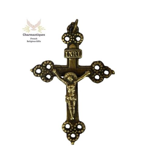 Brass Crucifix Cross Pendant Nun Monk Necklace Vintage Gem