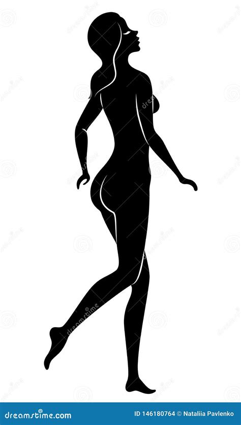 Silhouette D Une Dame Debout Douce La Fille A Une Belle Figure