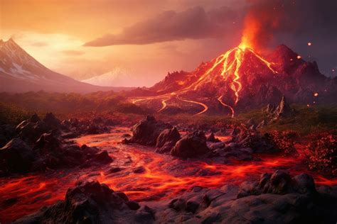 Lava volcano landscape mountain. AI | Premium Photo - rawpixel