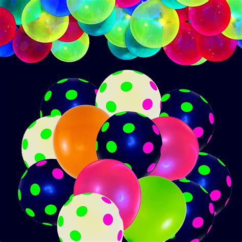 Pcs Glow Balloons Polka Dot Fluorescent Balloons Uv Neon Balloons