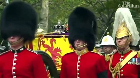 King Charles Leads Procession Of Queens Coffin To Wellington Arch