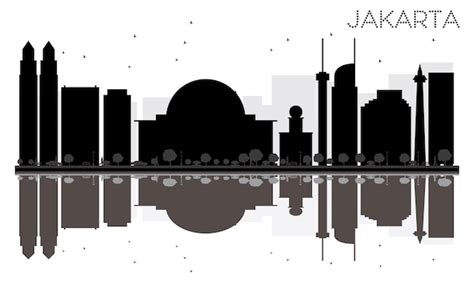 Premium Vector Jakarta City Skyline Black And White Silhouette With