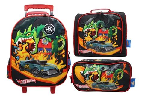 Pack Maleta Hot Wheels Dragón Oficio Lonchera Cartuchera Cuotas sin