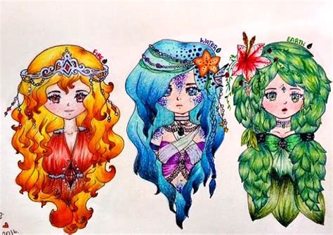 Elemental girls : r/Illustration