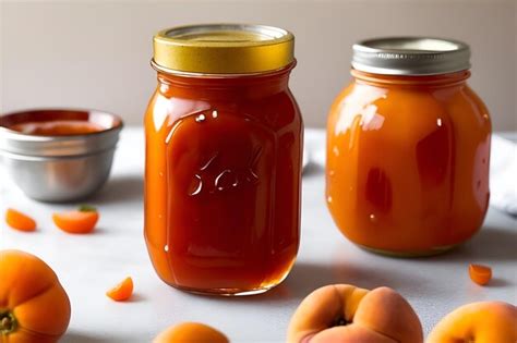 Premium AI Image A Jar Of Apricot Jam On The Tabletop