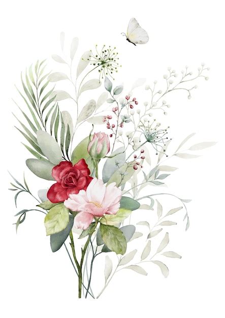 Premium Vector Watercolor Floral Branch Elements