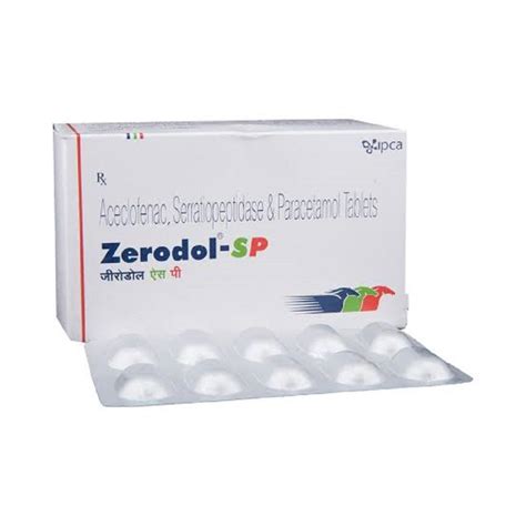 Zerodol Sp Aceclofenac Serratiopeptidase Paracetamol Tablets