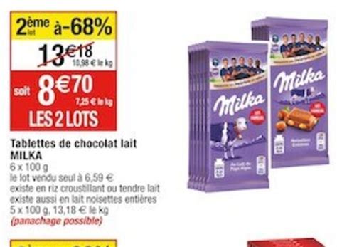 Promo Tablettes De Chocolat Lait MILKA Chez Cora