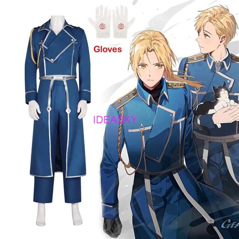 Fullmetal Alchemist Cosplay Roy Riza Mustang Cosplay Costumes Medieval Military Uniform Suit