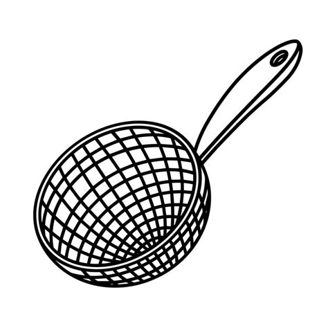 Colander Vector Icon Hand Drawn Illustration Isolated On White