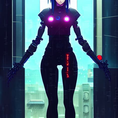 Krea Cyberpunk Anime Art Beautiful Cyborg Girl In The Style Of