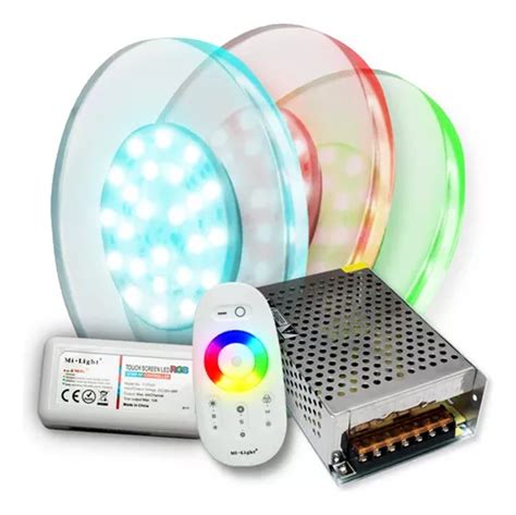 3luces Pileta Acrilico Rgb Control Touch Trafo Kit Completo