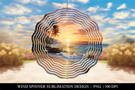 Sunset On A Tropical Beach Wind Spinner Sublimation Design