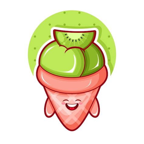 Premium Vector Cartoon Illustration Of Kiwi Ice Cream With Smile Face