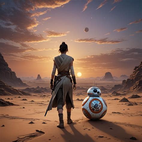 Rey Skywalker Jakku Sunset Bb8 Ai Generated Artwork Nightcafe Creator