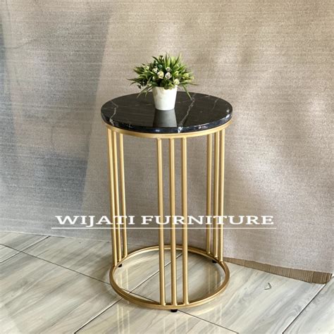 Jual Meja Sudut Marmer Side Table Minimalis Meja Pojok Marmer Hitam