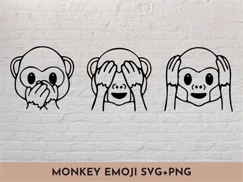 Monkey Emoji SVG PNG Bundle // Icons, Social Media, Print and Stickers // SVG Cut File for ...