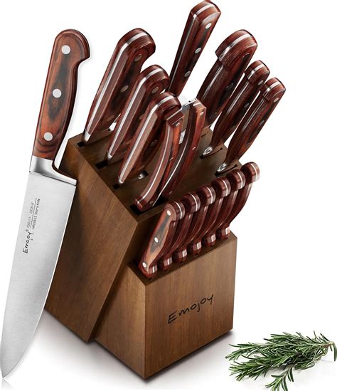 Knife Set, 15-pcs Kitchen Knife Set with Block, Premium Kitchen Knives ...