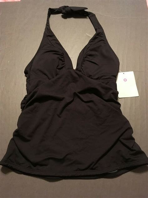 New Athleta Shirrendipity Halter Tankini Top Size Small Black 59 Nwt