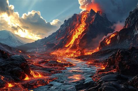 Premium Photo | Eruption lava flows