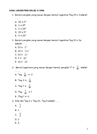 Contoh Soal Logaritma Kelas 10 54 Koleksi Gambar