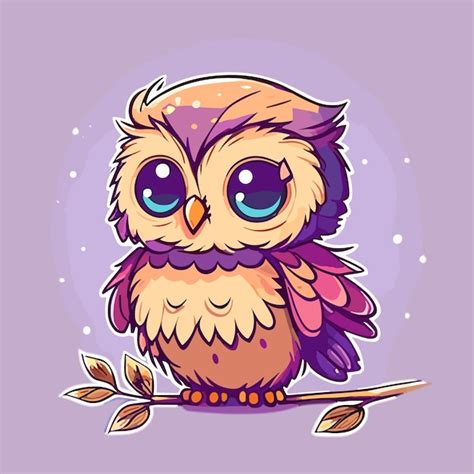 Premium Vector Cartoon Owl With Big Eyes Sitting On A Branch