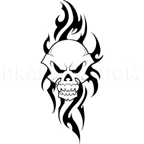 How To Draw A Tribal Skull Step By Step Drawing Guide By Dawn Skull Tattoo