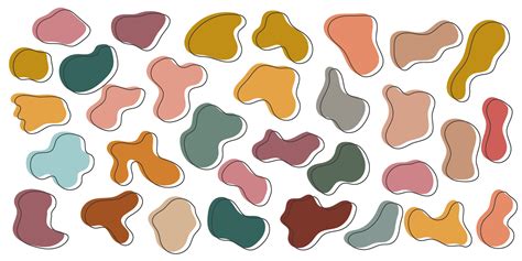 Amoeba blob, organic abstract shape. Set of Liquid amorphous shapes, fluid blotch pastel color ...