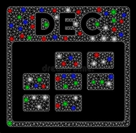 Bright Mesh Wire Frame December Calendar Grid With Flash Spots Stock