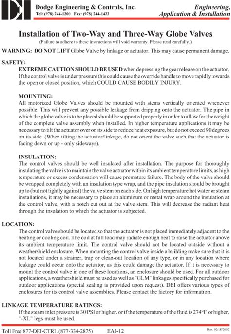 Globe Valve Installation And Wiring Guides | DEI Controls